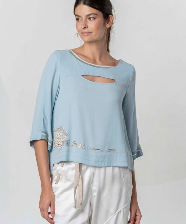 Elisa Cavaletti - Top flared with crystals and pearls