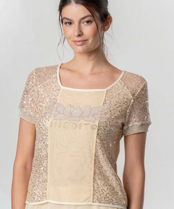 Elisa Cavaletti - T-Shirt mesh sequence Inedito