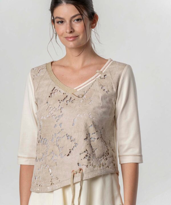 Elisa Cavaletti - Sweatshirt layer suede embroidery