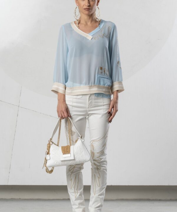 Elisa Cavaletti - Pants cotton with wings embroidery and crystals