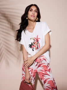 Fuego - T-Shirt palm summer coral gold