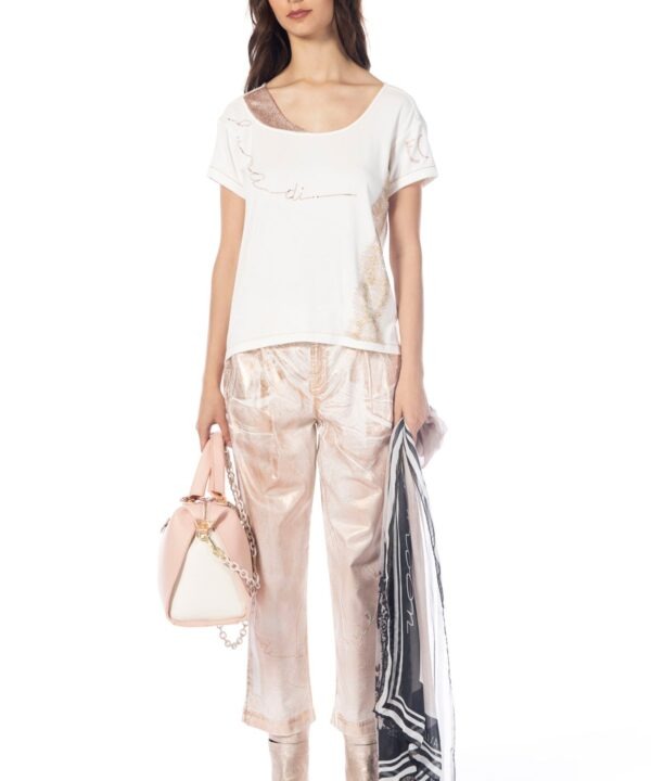 Elisa Cavaletti - Pants gold laminated cotton large cut