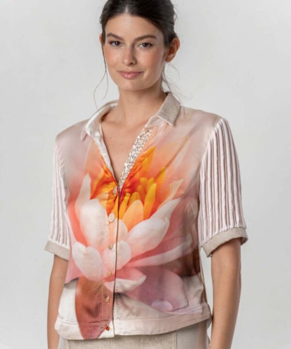 Elisa Cavaletti - Shirt Lotus flower print short sleeves