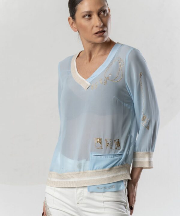 Elisa Cavaletti - Top georgette with gold detailing