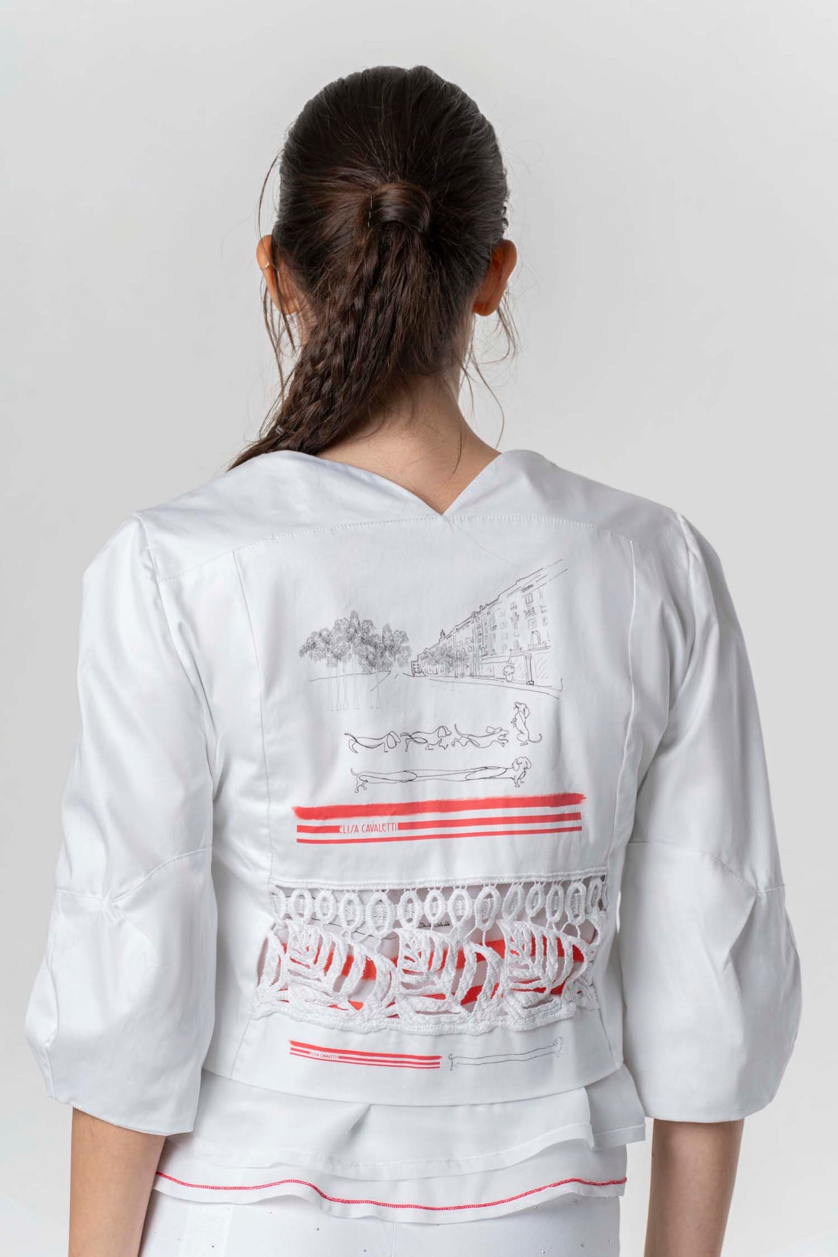 Belle Allure Boutique Elisa Cavaletti - Jacket cotton embroidery red print - Image 2