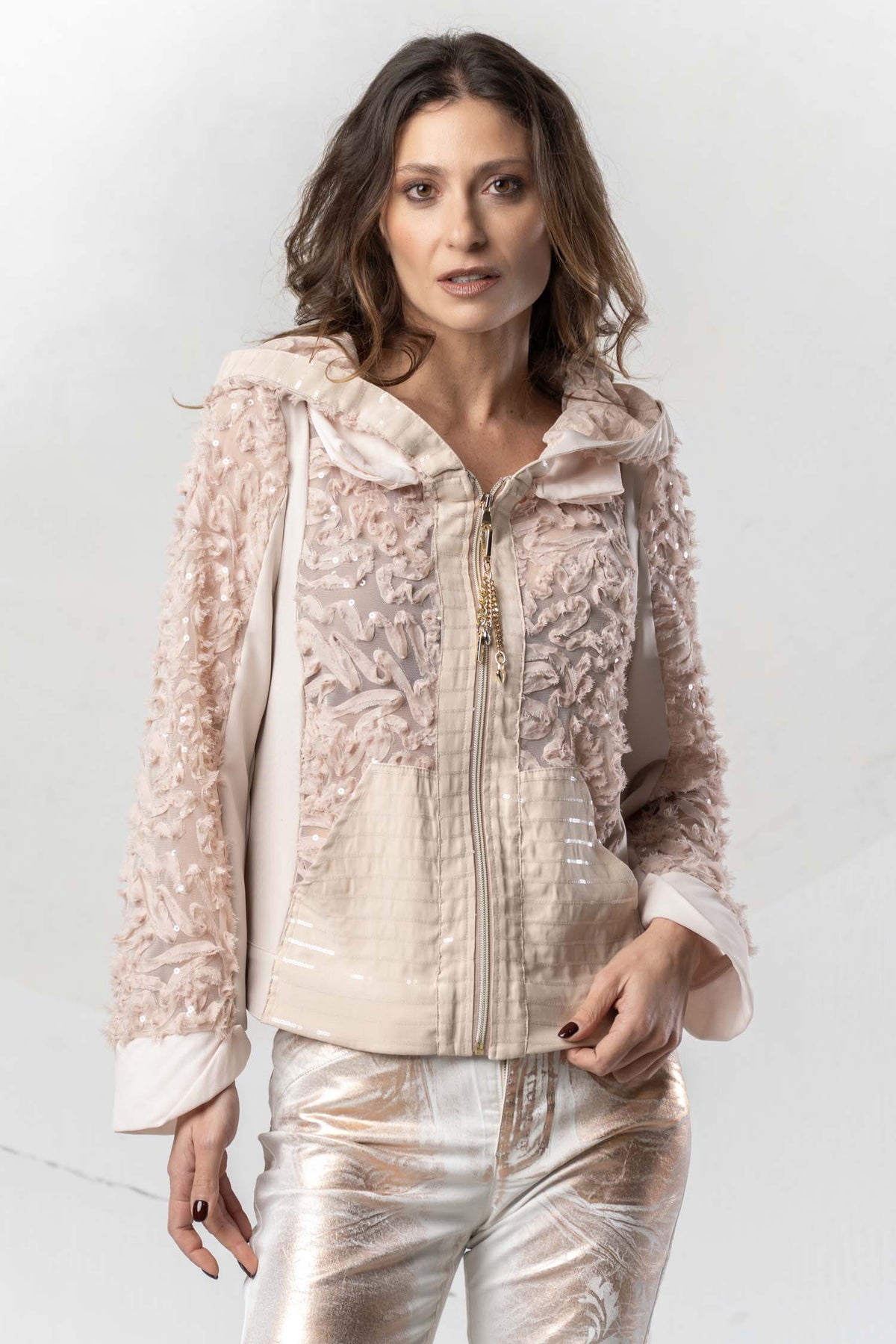 Belle Allure Boutique Elisa Cavaletti - Jacket Floral Lace with Hood