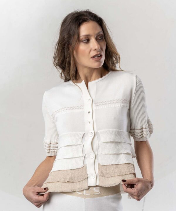 Elisa Cavaletti - Jacket knit frills with gold trim