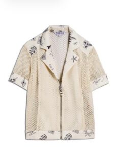 Fuego - Jacket mesh zip seashells trim beige