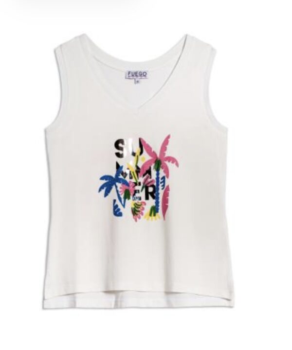 Fuego - T-Shirt cami off white summer