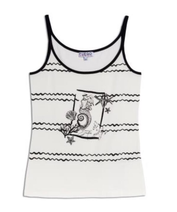 Fuego - T-Shirt cami white print seashells