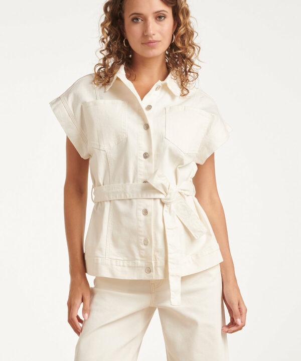 Smashed Lemon - Jacket safari cotton white with belt