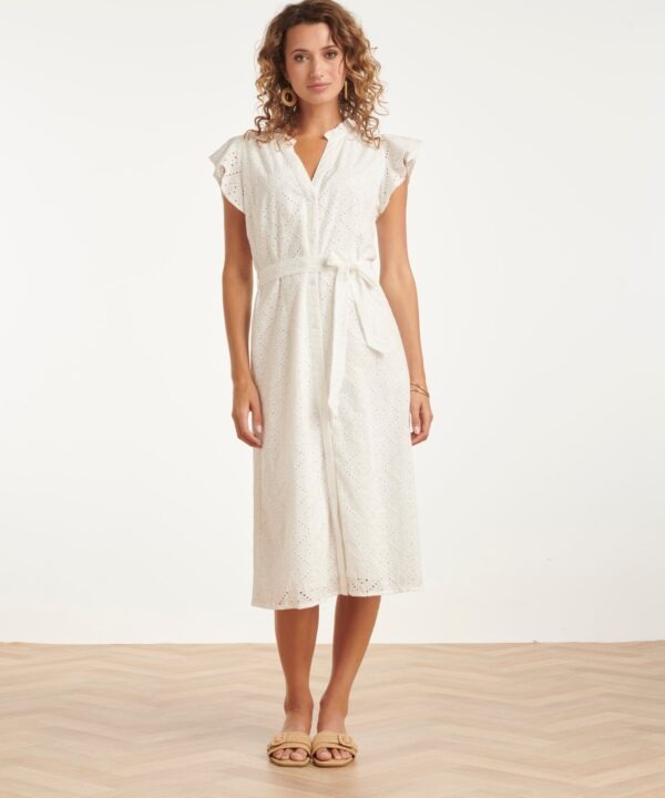 Smashed Lemon - Dress long cap sleeves white embroidery