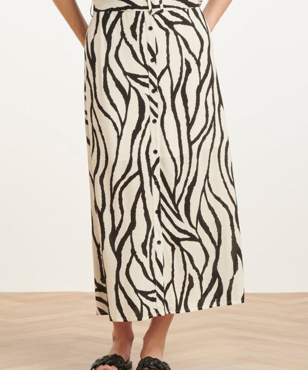 Smashed Lemon - Skirt linen buttons with belt zebra off white