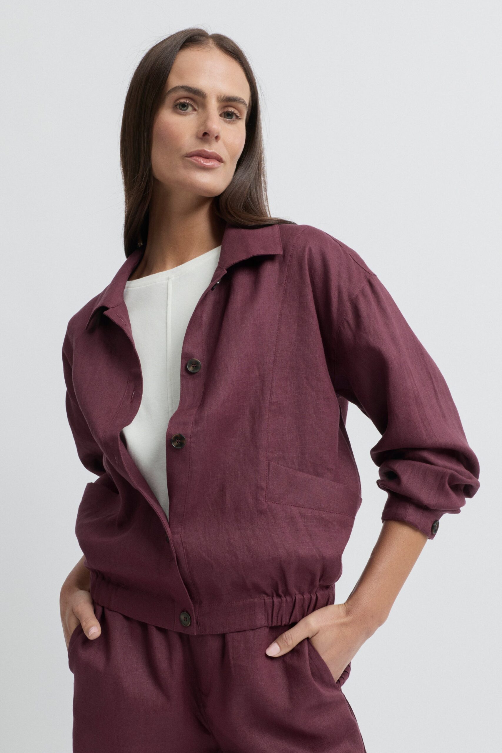 Yarra Trail- Bomber linen front pocket