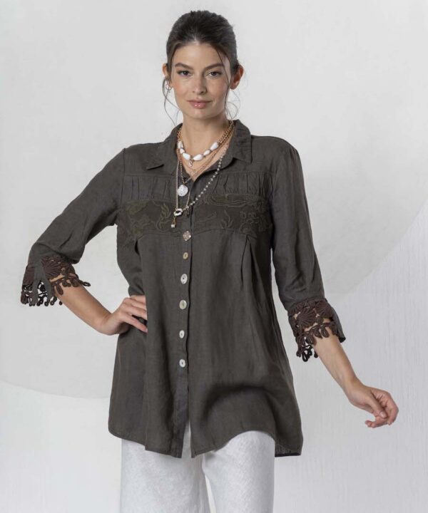 Elisa Cavaletti - Shirt tunic linen embroidery