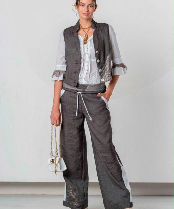 Elisa Cavaletti - Pants linen laminated print