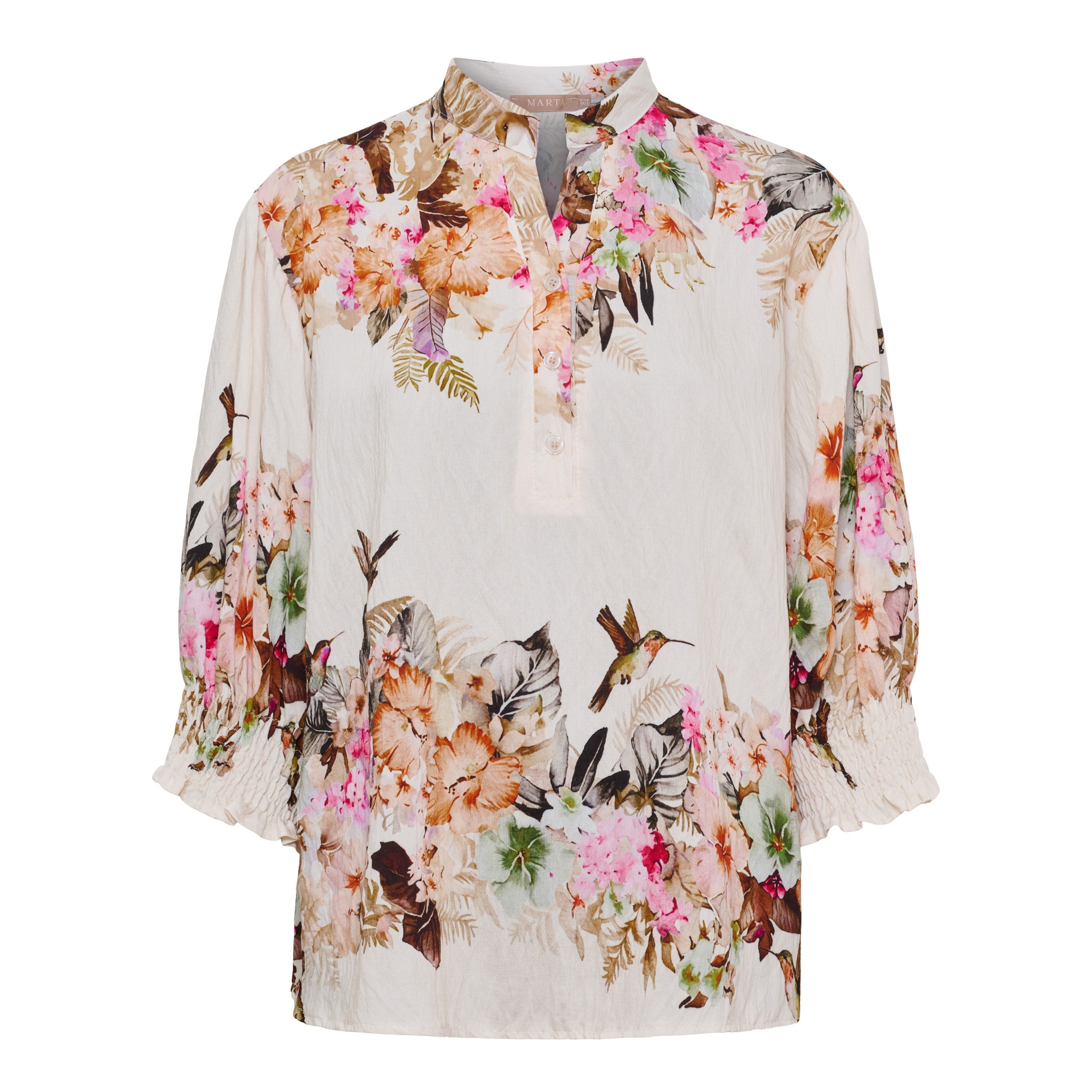 Marta du Chateau - Blouse hibiscus hummingbird