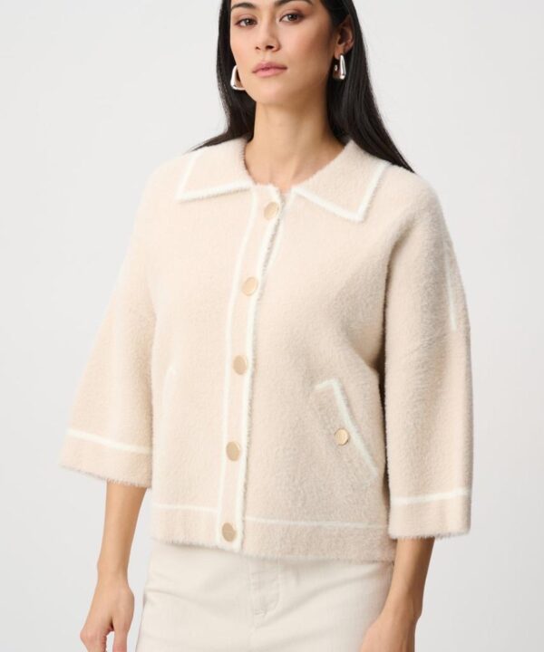 JOSEPH RIBKOFF Jacket knit boxy feather yarn