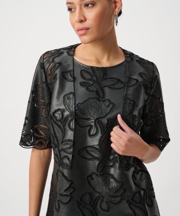 JOSEPH RIBKOFF Bolero faux leather embroided